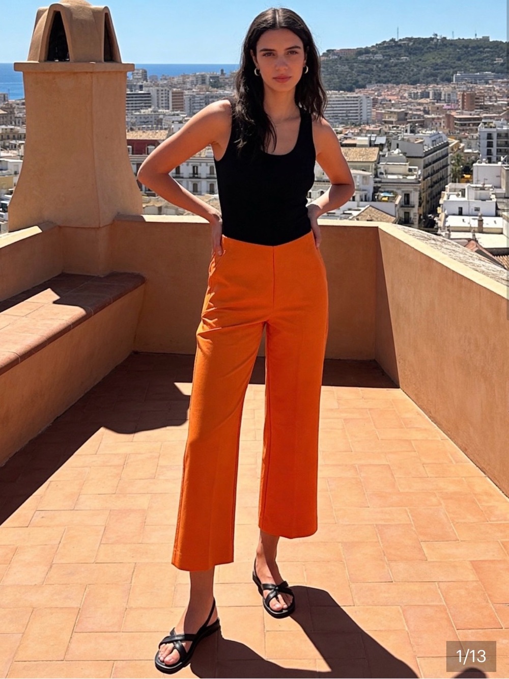 Rachel Zoe Tangerine Orange Ankle pants Pockets 8